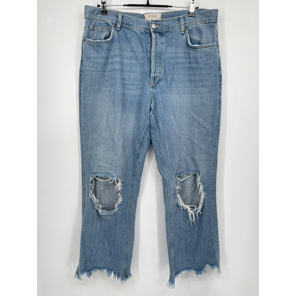 We The Free 32 Distressed Straight Leg Jeans Womens‎ Light Wash Excellent Frayed